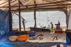 Etal de poissons qu'on peut se faire préparer dans un restaurant voisin