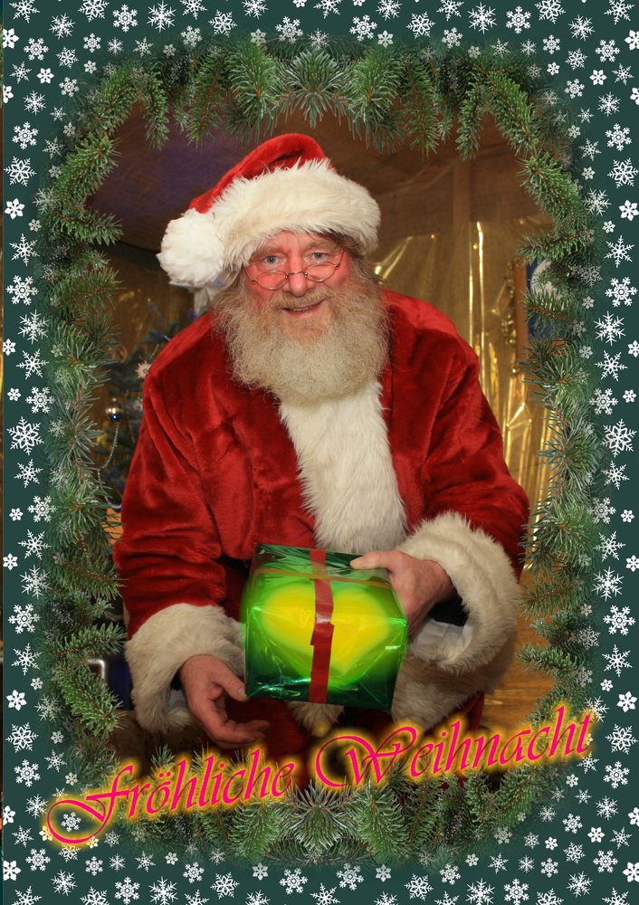 Euch allen liebe Weihnachtsgrüße vom Weihnachtsmann persönlich - ein Päckchen Liebe ...