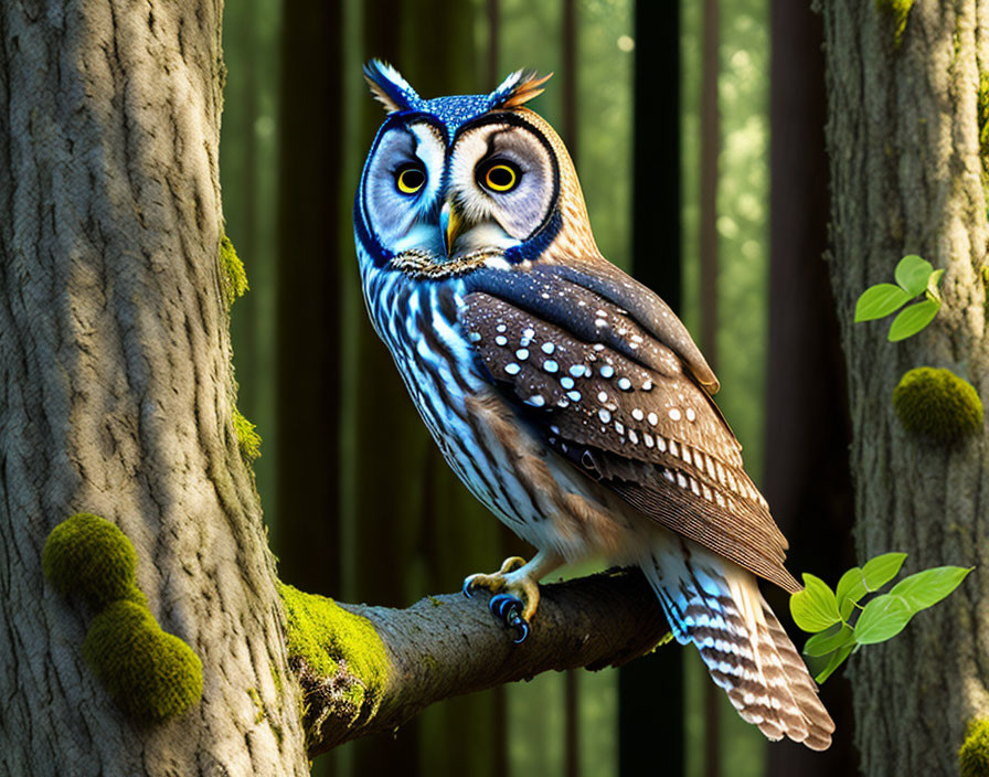 Eule auf einem Ast, KI-Bild Foto & Bild spezial, outdoor, natur