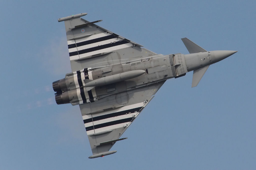 Eurofighter Typhoon of the Royal Air Force with D-Day Invasion Stripes