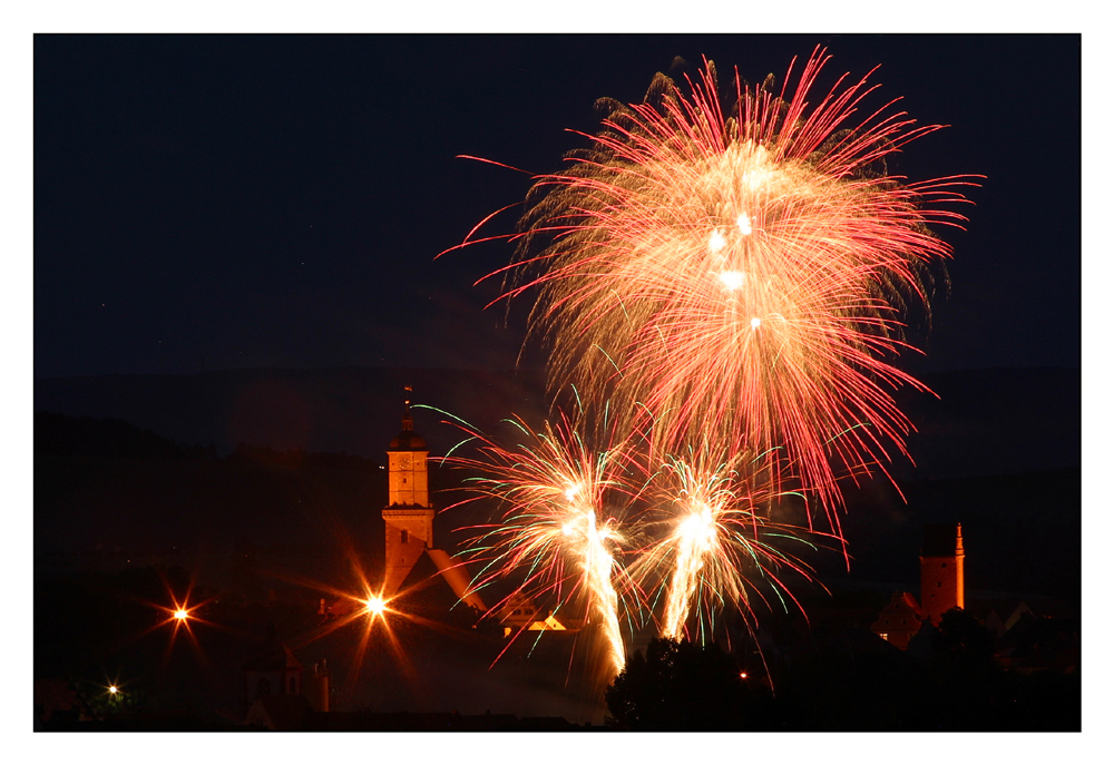 Europa-Feuerwerk über Volkach