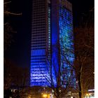 Eurotower bei Nacht, beleuchtet