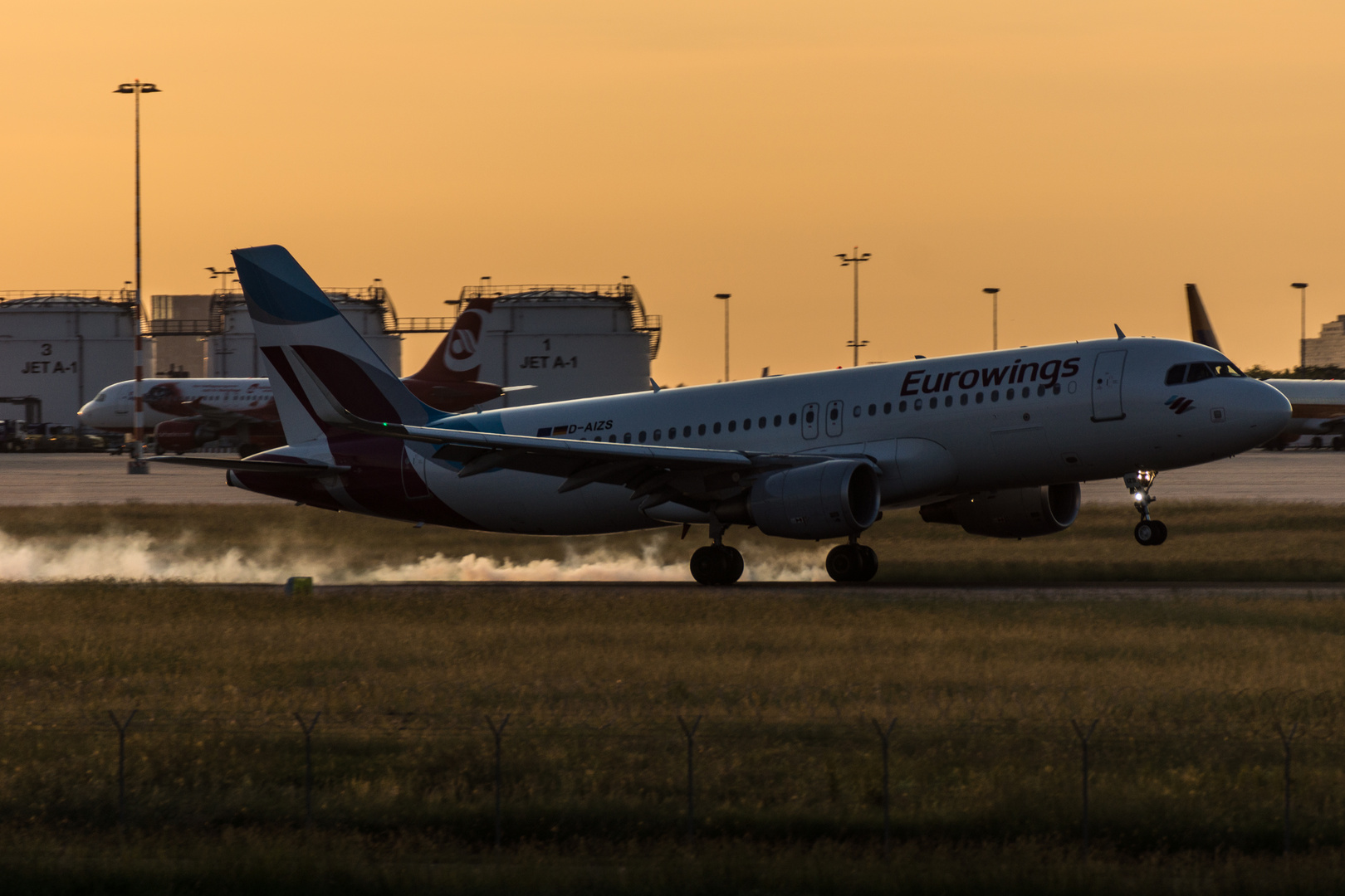 Eurowings flight landing at Airport Stuttgart