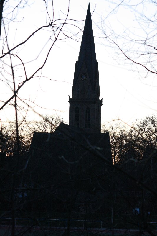 Ev Kirche im Sonnenuntergang