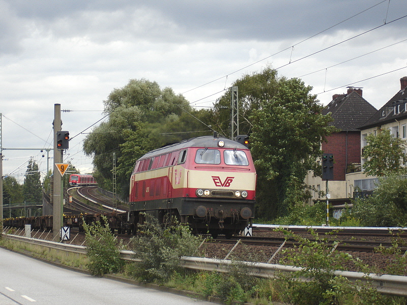 EVB - Lok (Eisenbahn- u. Verkehrsbetriebe GmbH. Bremervörde) mit Leerwaggons