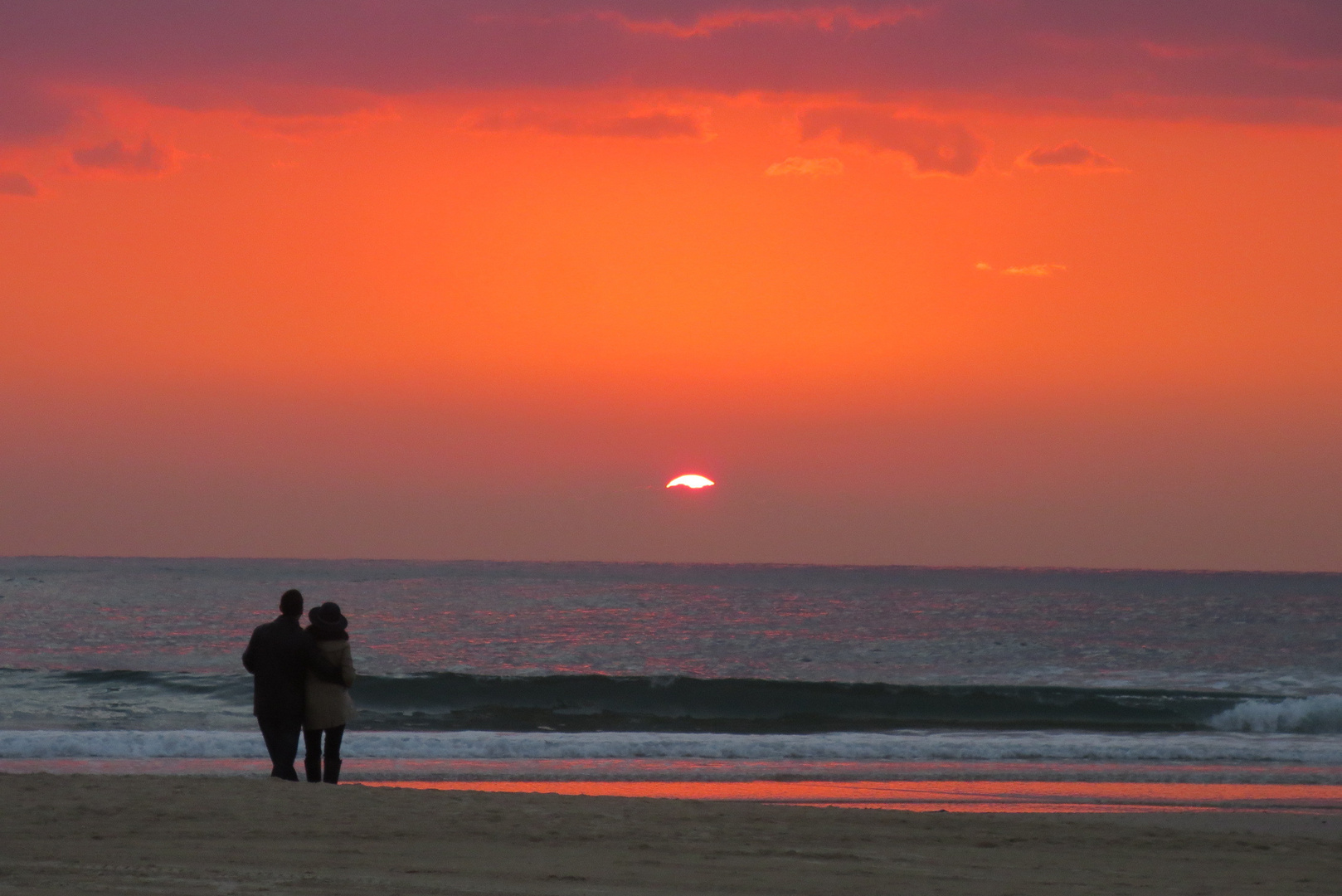 evening beach in winter