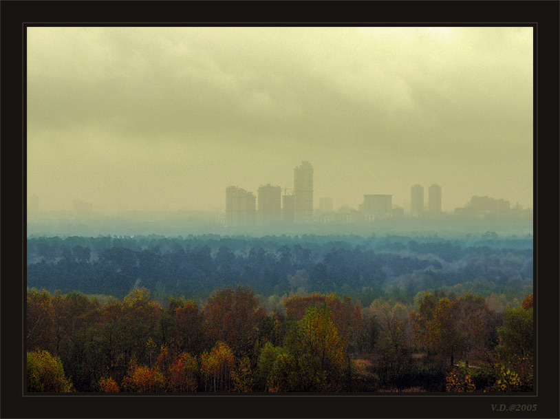 Evening fog in Moscow