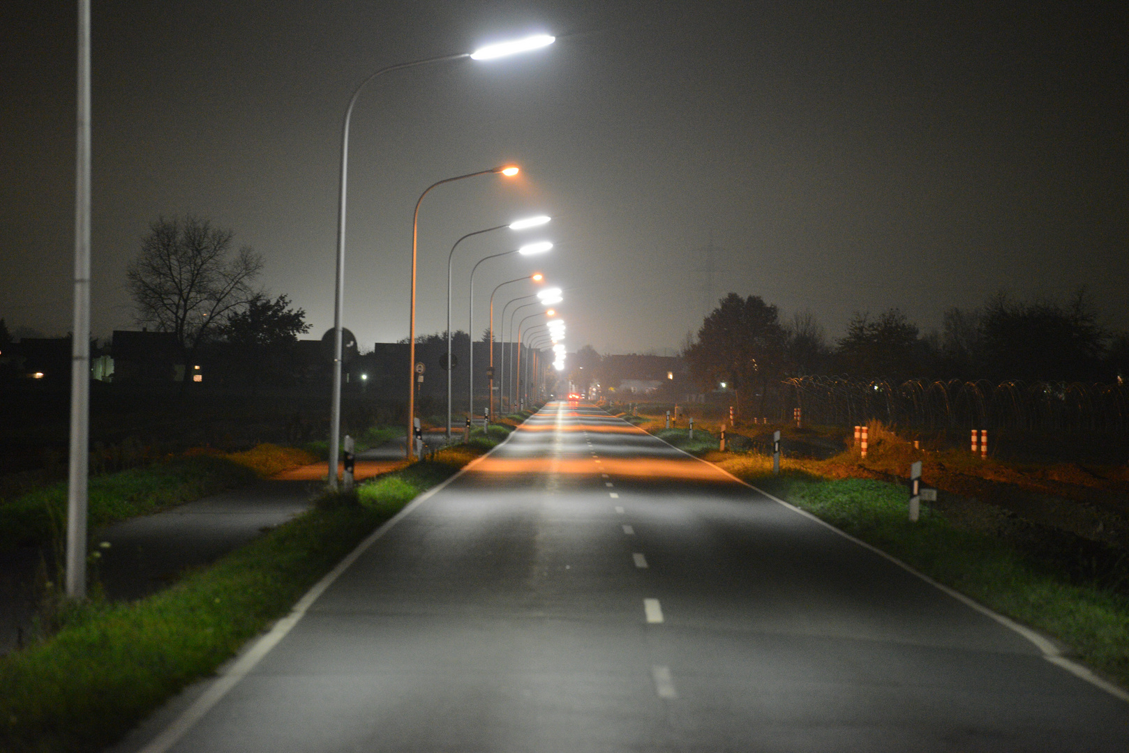 Evening road lighting