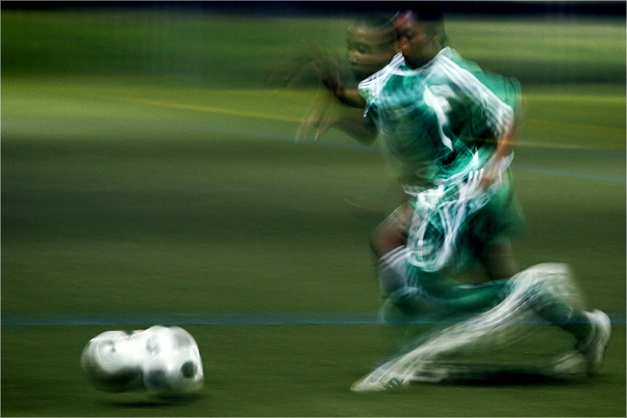 experimental soccer in floodlight