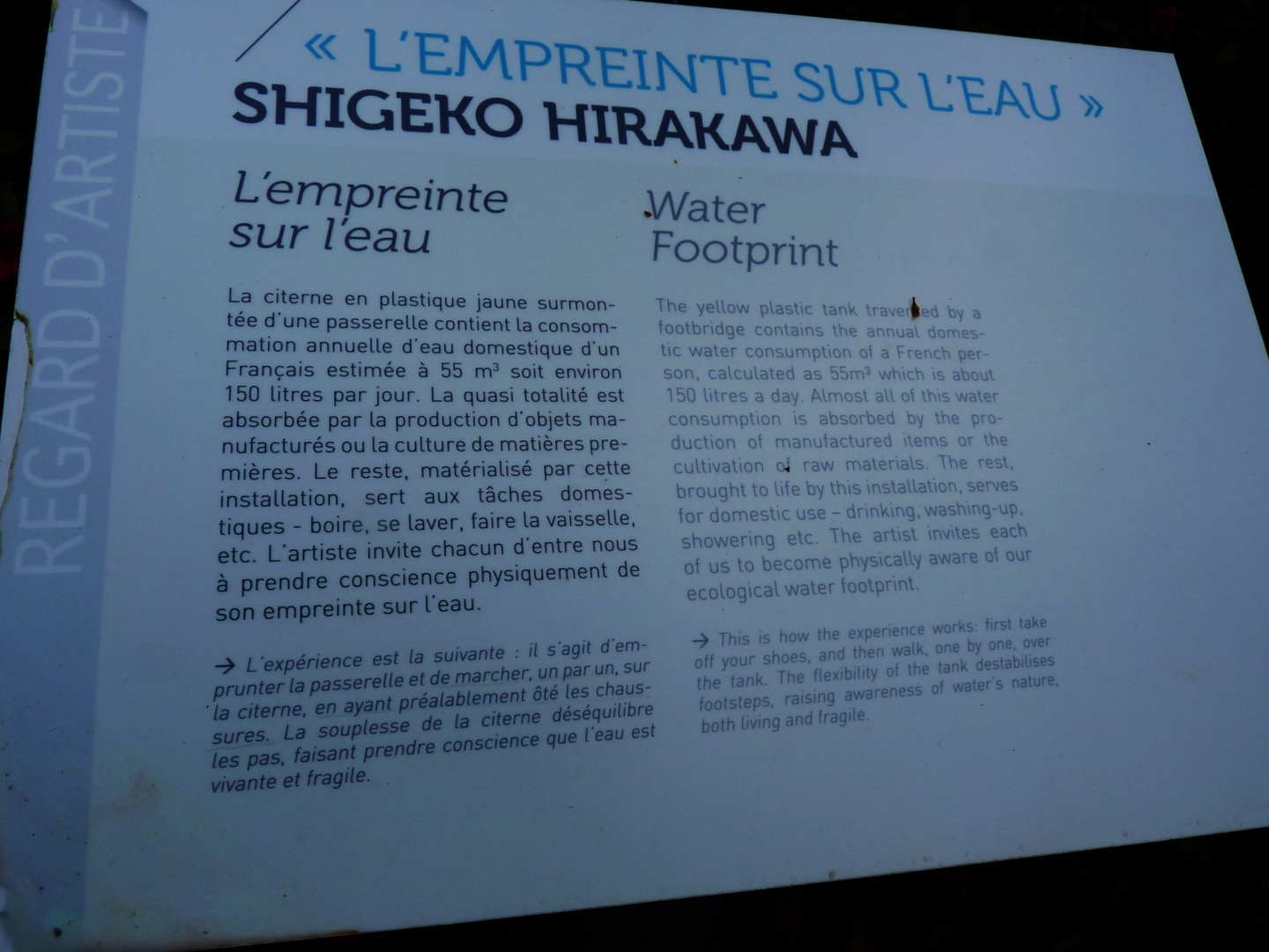 Explications sur la consommation d'eau par personne dans une année