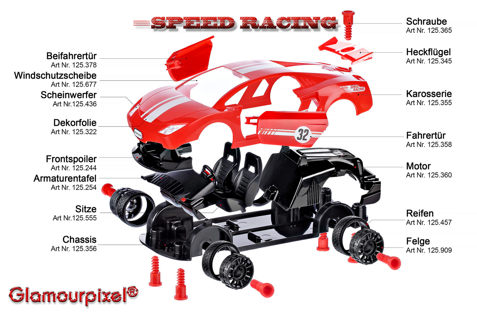 Explosionsbild - Exploded View Modellauto