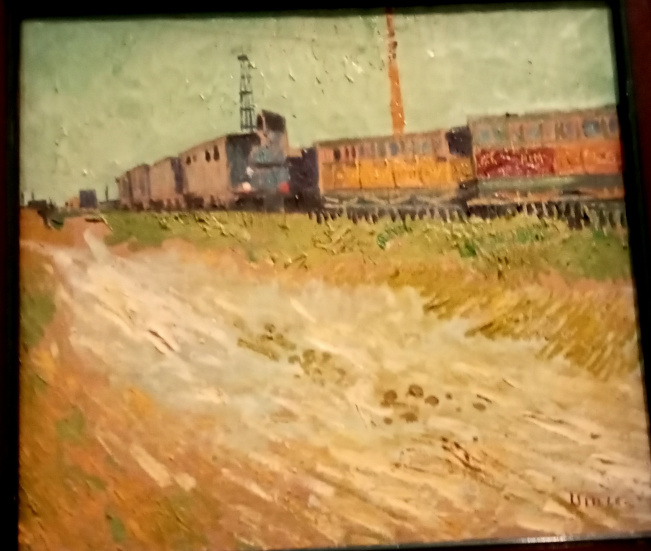 Expo au Musée de Nantes (44) Peinture de Van Gogh "Wagons de chemin de fer à Arles" (n°2)