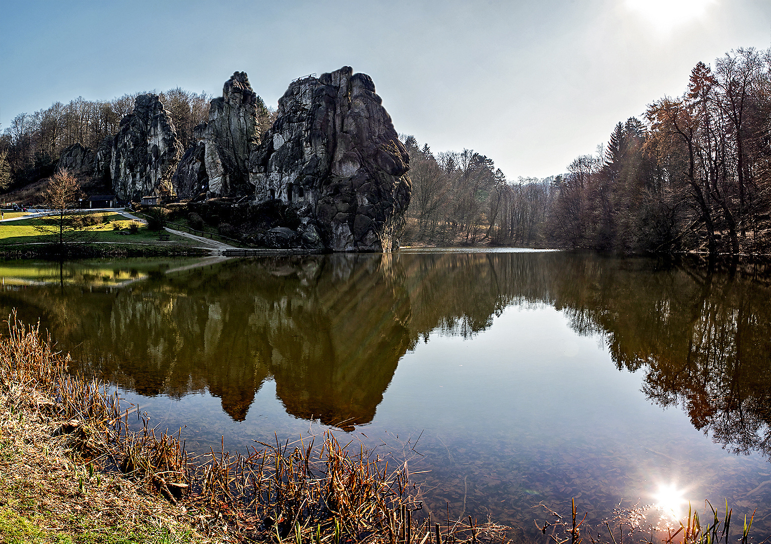 Externsteine Teutoburgerwald Tourismus Bad Meinberg Horn mit Sonne 001 eing