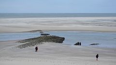 Extremes Niedrigwasser vor dem Borkumer Hauptstrand am 16.03.18 kurz vor Neumond