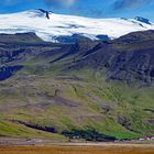 Eyjafjallajökull volcano at background