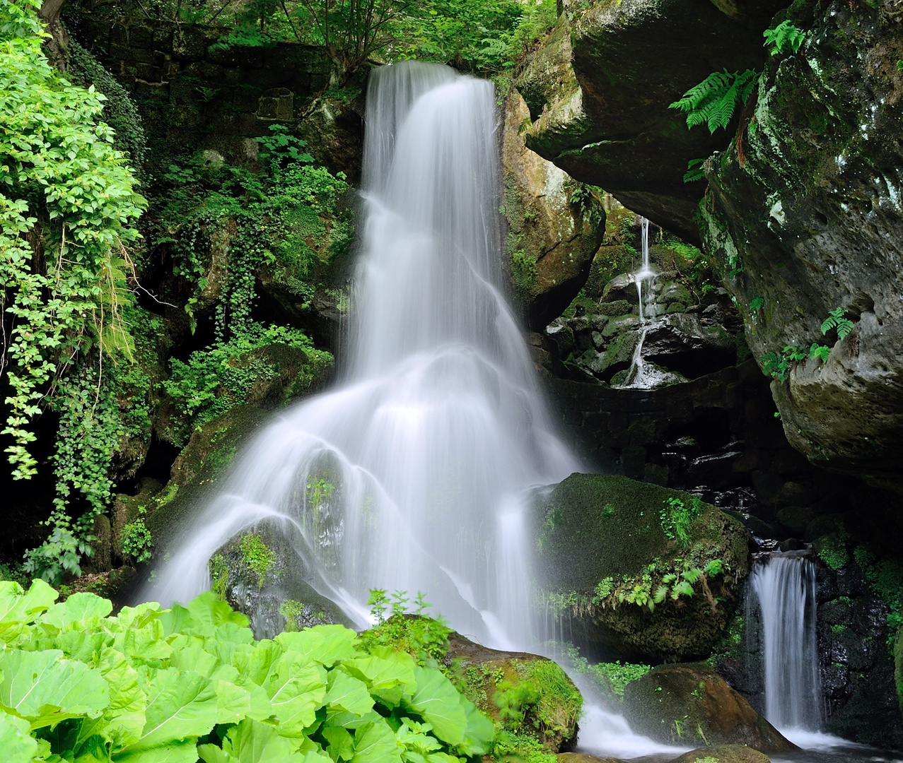 F 11 drücken Vollbild. Lichtenhainer Wasserfall  in der Sächsischen Schweiz.