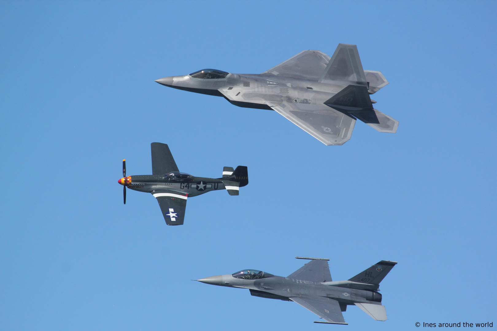 F-22, Mustang and F-16 at San Francisco Fleet Week