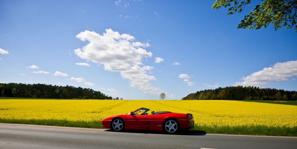 F 355 Spider vor Rapsfeld