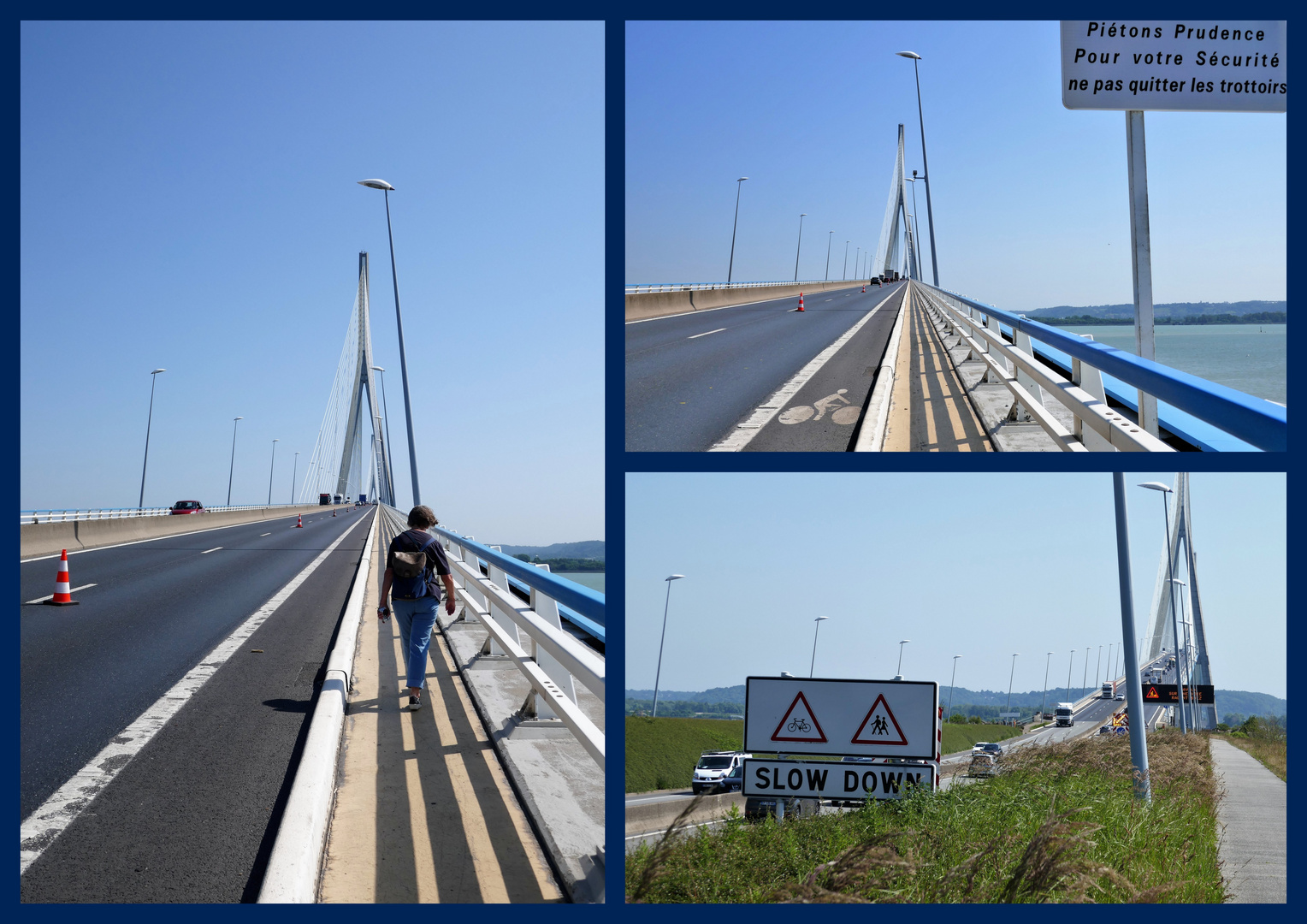 F-BE 91: Le Pont de Normandie à pied, 29°C