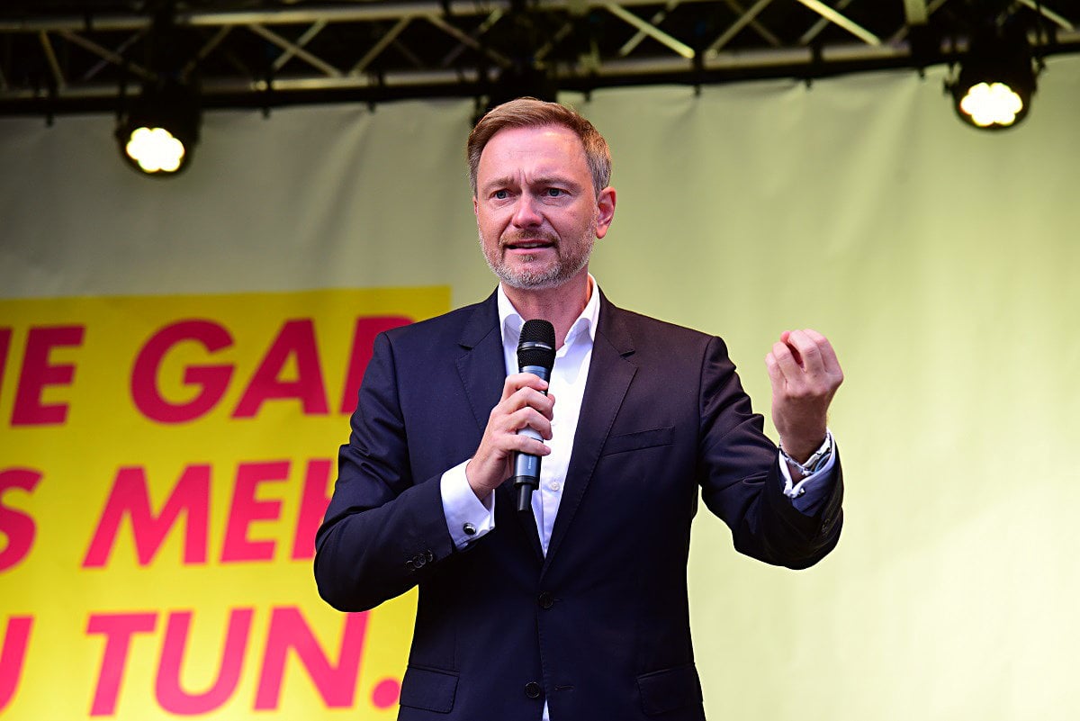 F D P - Wahlkampfveranstaltung mit Christian Lindner - München - Marienplatz  am 21.09.2021