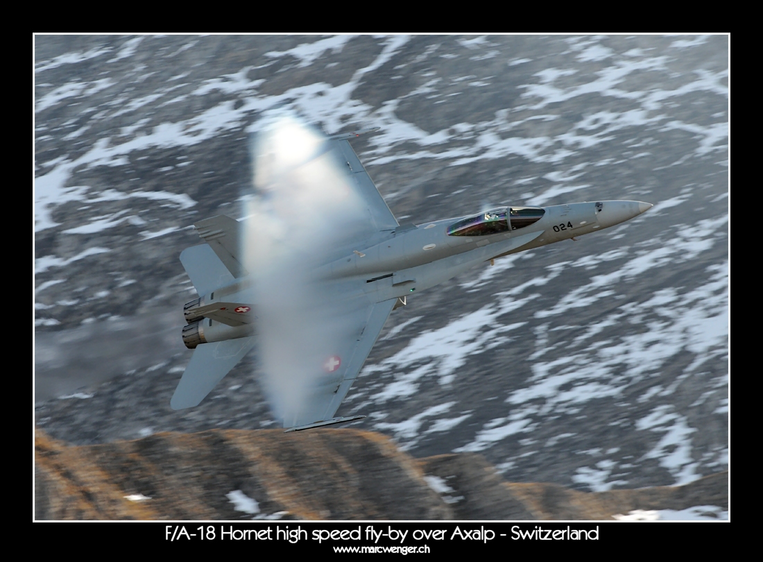 F/A-18 Hornet high speed fly-by over Axalp 2010 - Switzerland