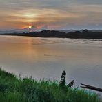 Fabulous sunset atmosphere at Mekong river