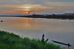 Fabulous sunset atmosphere at Mekong river