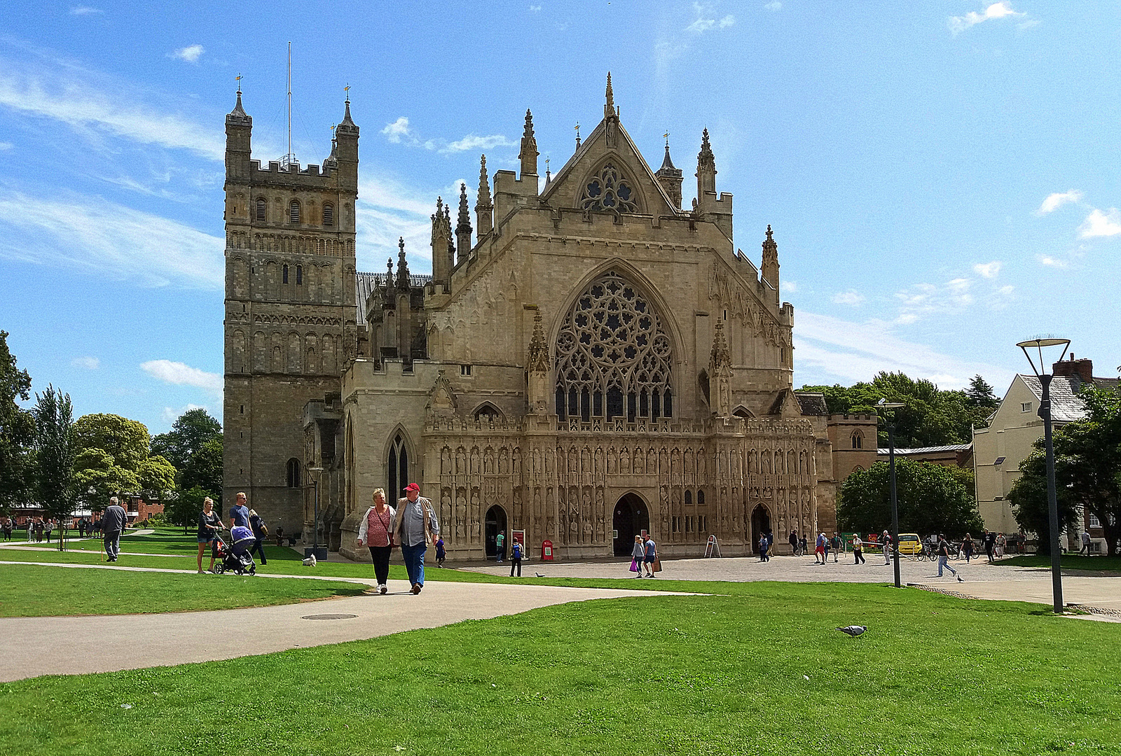 Facciata della cattedrale  di Exeter, nella Contea del Devon