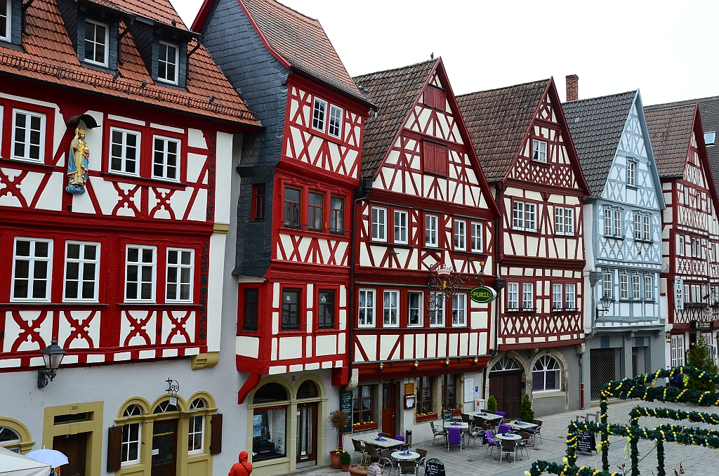 Fachwerkhäuser,  half-timbered houses, casas entramadas, Ochsenfurt (D)