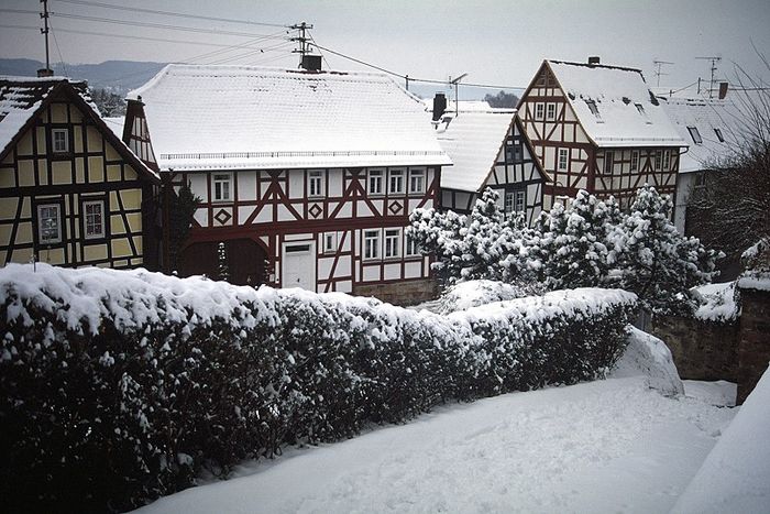 Fachwerkhäuser im Winter