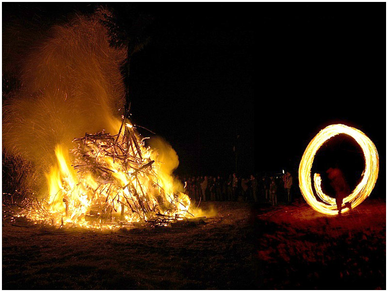 Fackelschwingen am Osterfeuer