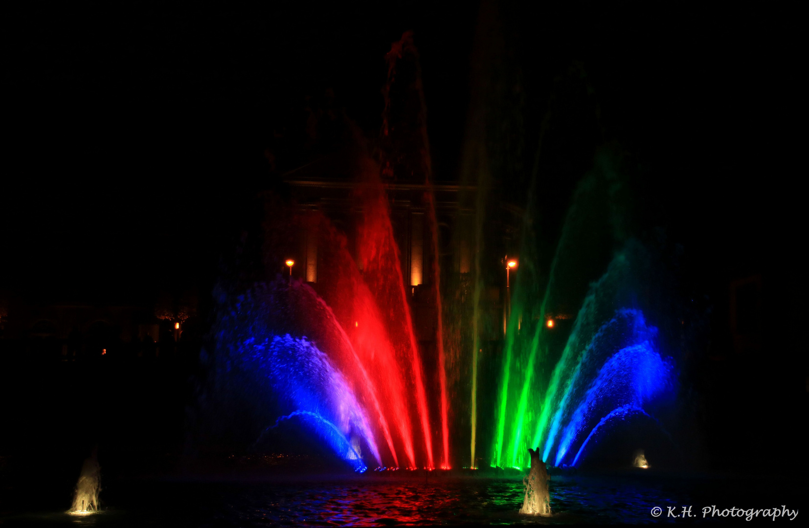 Fächerspringbrunnen in Bad Kissingen bei Nacht!