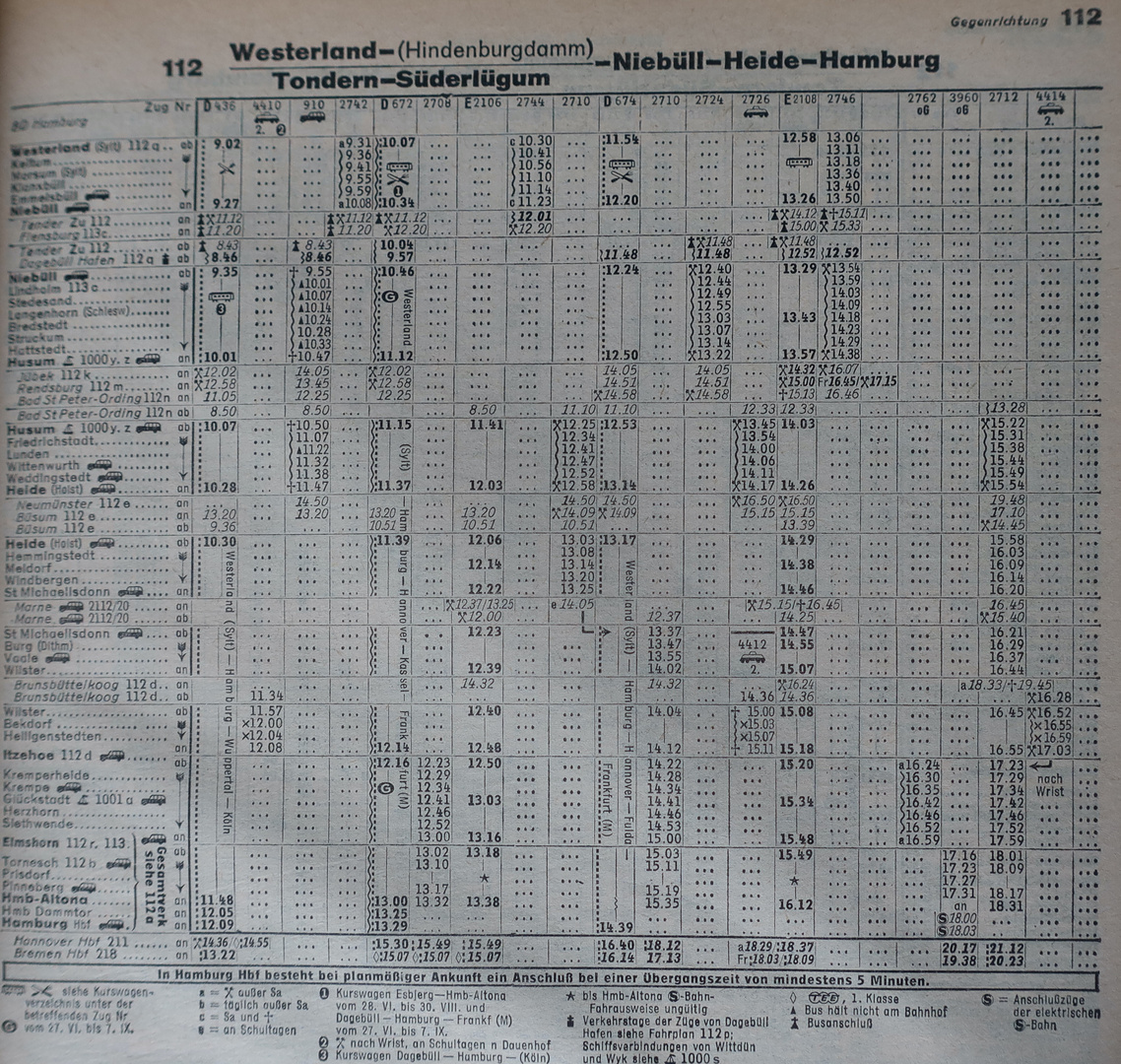 Fahrplan-Auszug