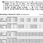 Fahrplan der Schmalspurbahn Müncheberg - Buckow 