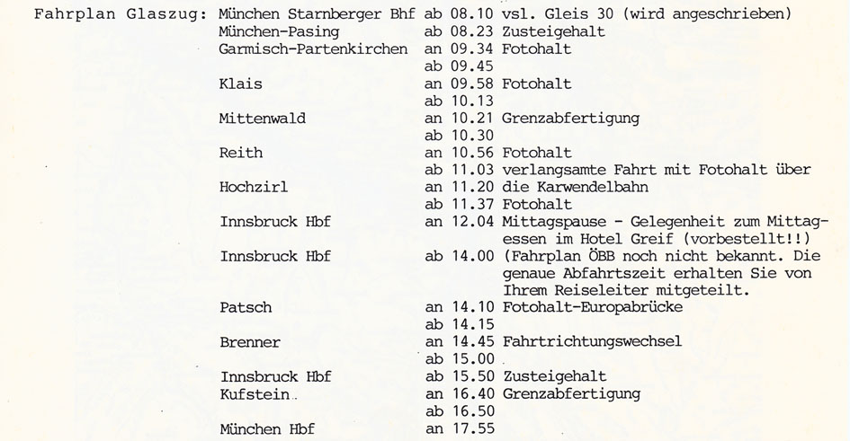 Fahrplan Glaszug