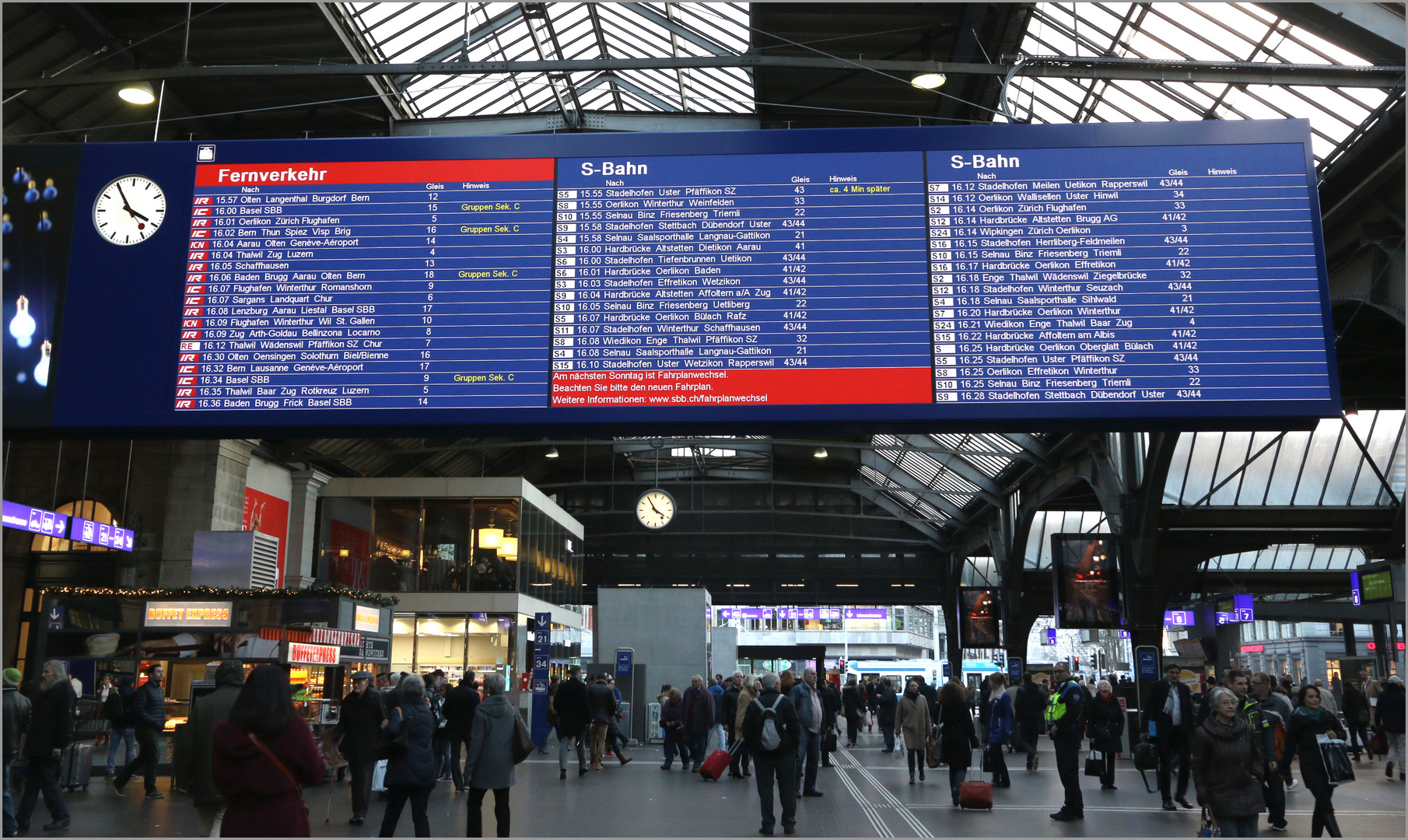 Fahrplanwechsel im HB Zürich