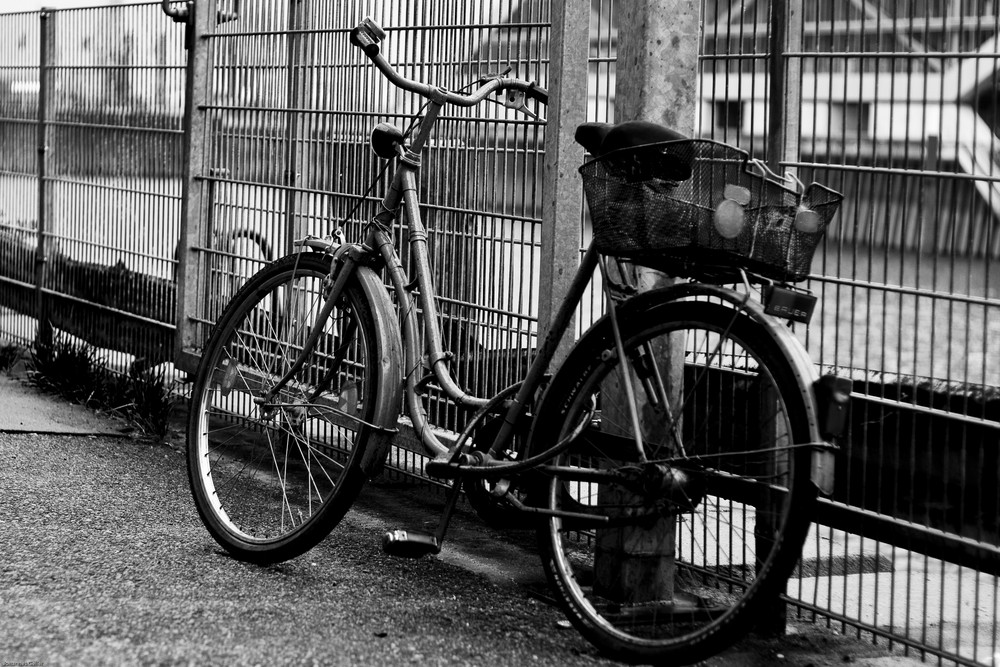 Fahrrad am Geländer