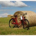 Fahrrad am Heuballen auf dem Felde