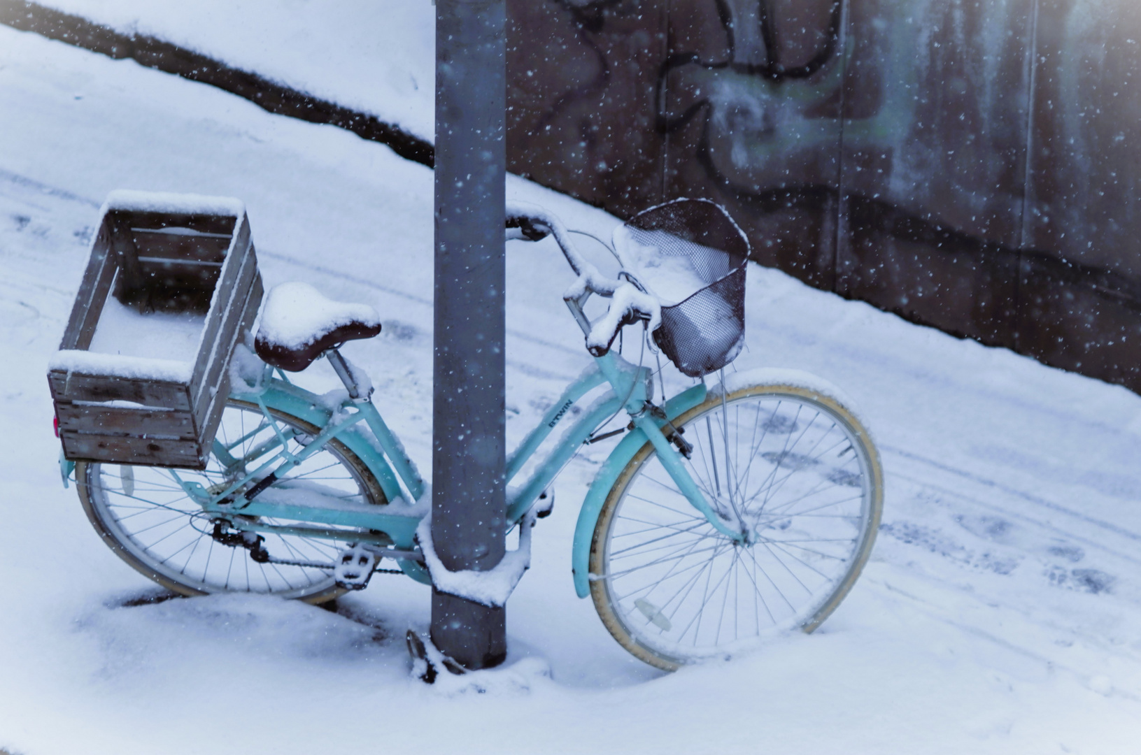 Fahrrad im Schneefall - Leise rieselt der Schnee.....