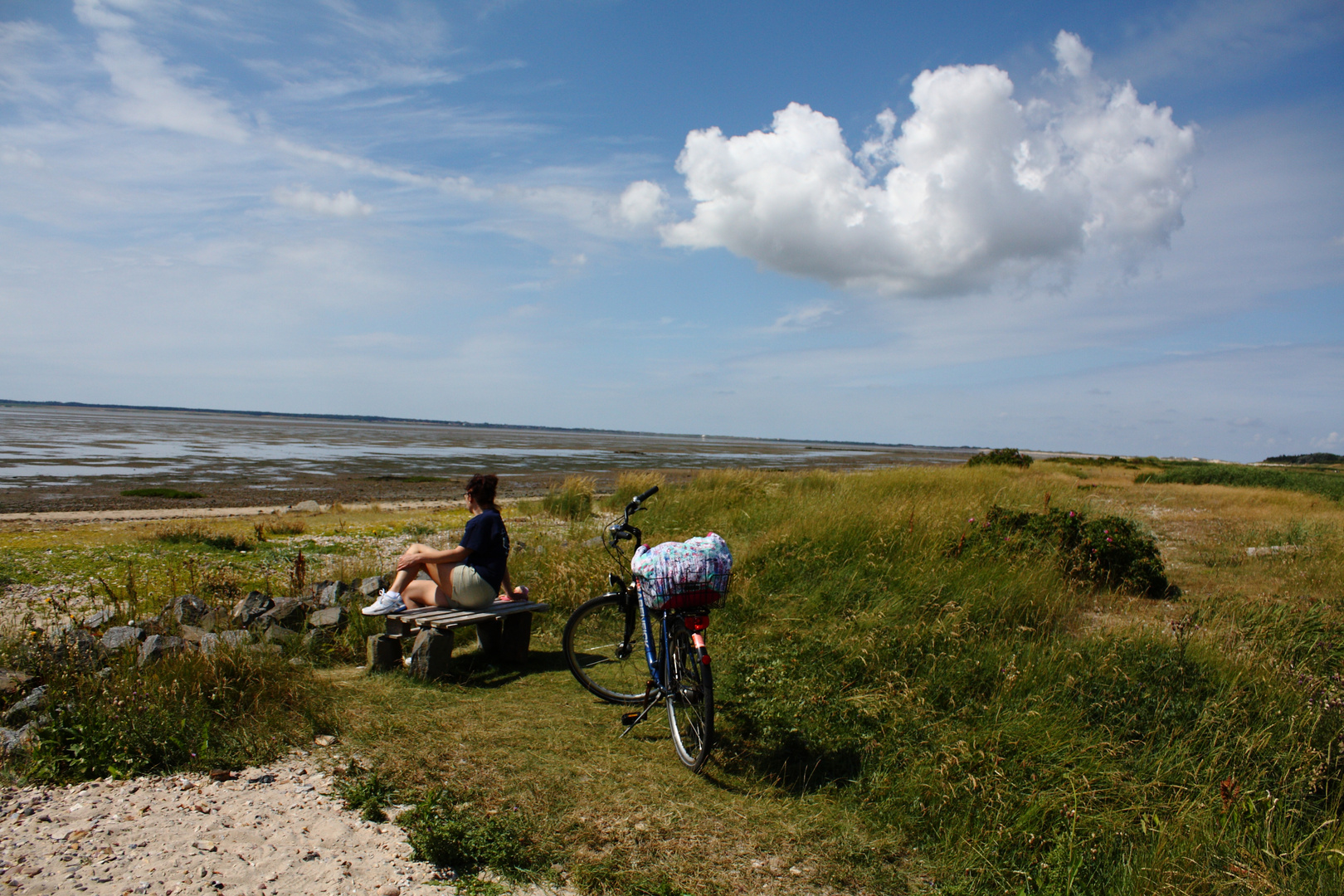 Fahrradpause bei Ebbe