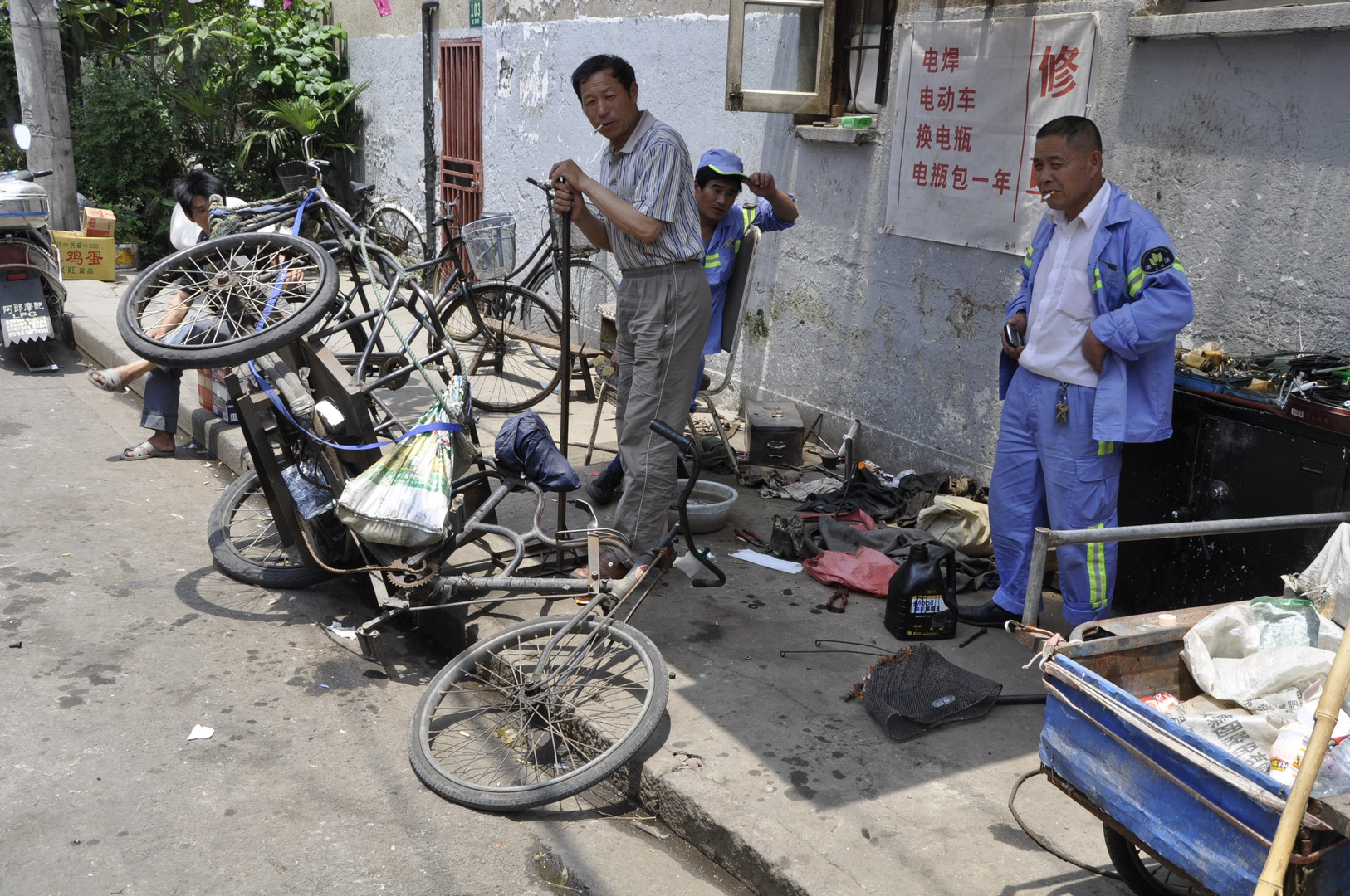 Fahrradreparaturwerkstatt in Shanghai