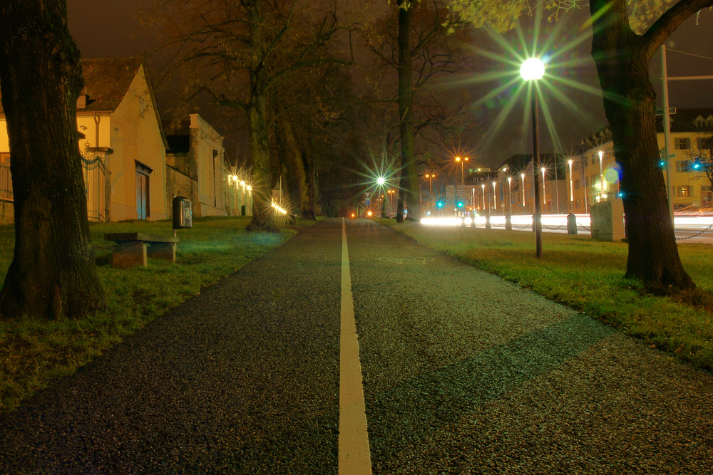 Fahrradweg bei Nacht