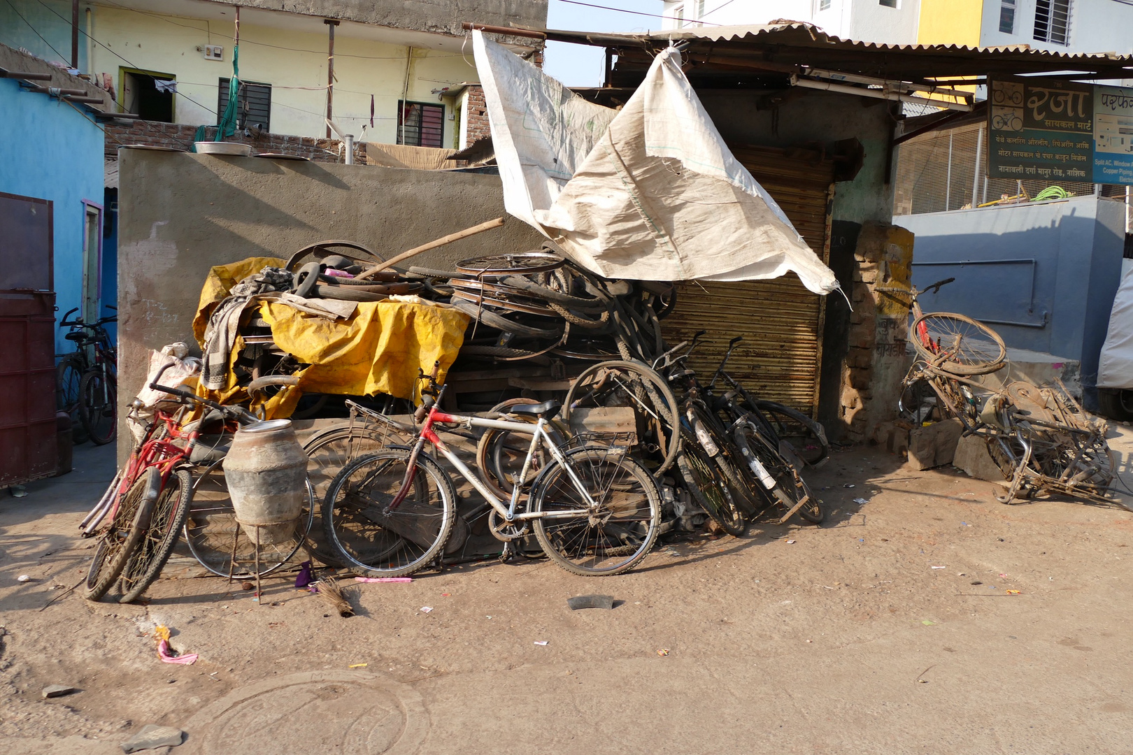 Fahrradwerkstatt in Nashik / Indien