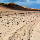 Fahrspuren am Nordseestrand (Dänemark)