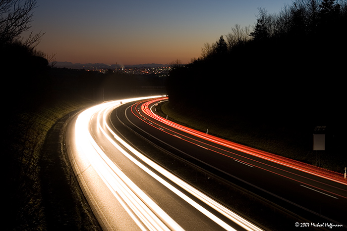 Fahrt in den Sonnenuntergang