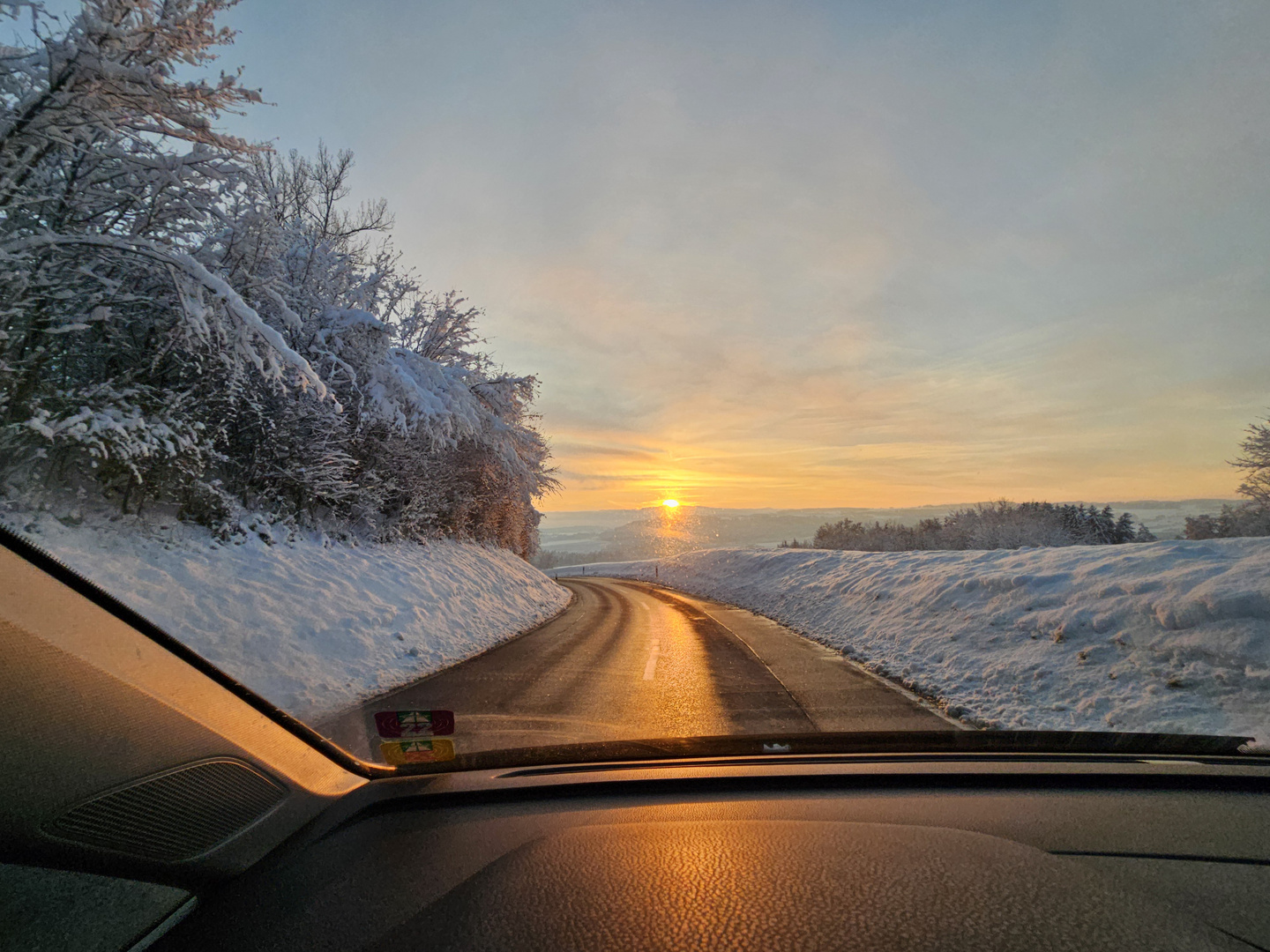 Fahrt in den Sonnenuntergang