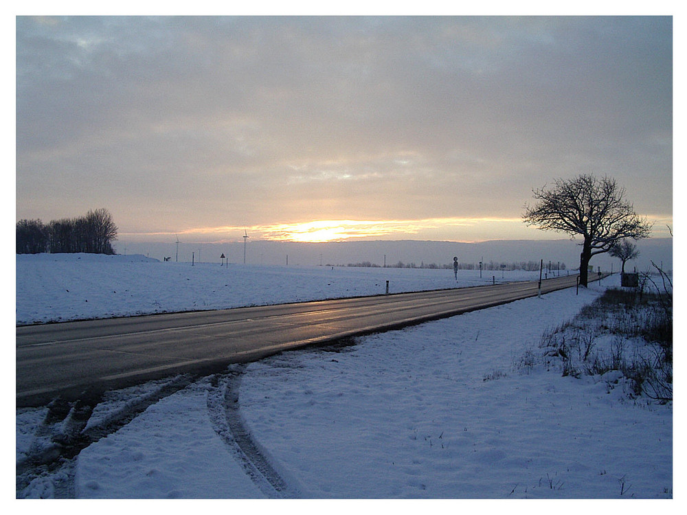 Fahrt in den Sonnenuntergang