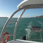 Fahrt mit einem Charterboot auf der Langebahn Lagoon.