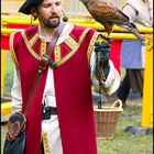 Falk von Geilendorff mit seinem jungen Harris Hawk (Wüstenbussard)