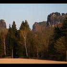 Falkenstein und Schrammsteine im Abendlicht